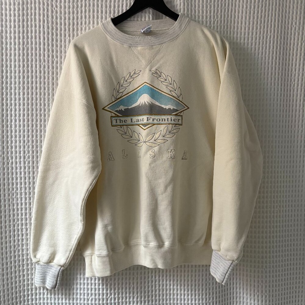 Vtg 90s Rugged Sweats cream cotton crewneck Alaska Denali sweatshirt men's XXL